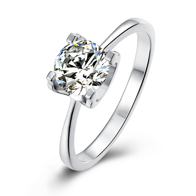 Platinum Plated Silver 1ct 6.5mm D-E-F Color Cushion Cut Moissanite Engagement Solitare Ring for Women
