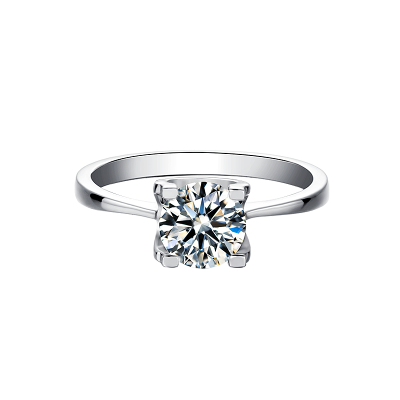 Platinum Plated Silver 1ct 6.5mm D-E-F Color Cushion Cut Moissanite Engagement Solitare Ring for Women