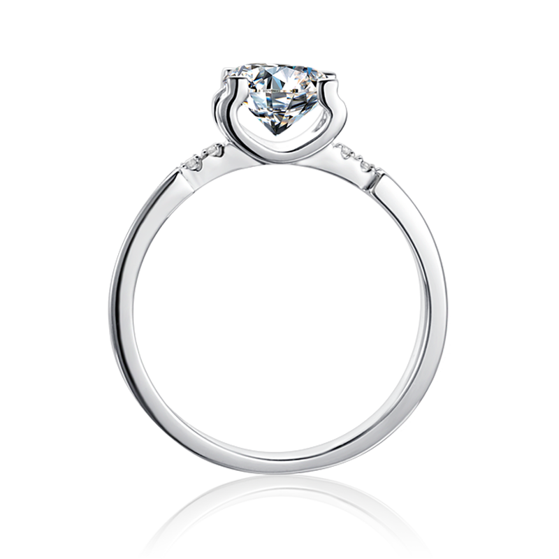Engagement Ring Wedding Moissanite Stones 100% Solid Sterling Silver 925 Rhodium Plating Round Cut Diameter 6.5 mm 1.0 Carat Anniversary Valentine Promise
