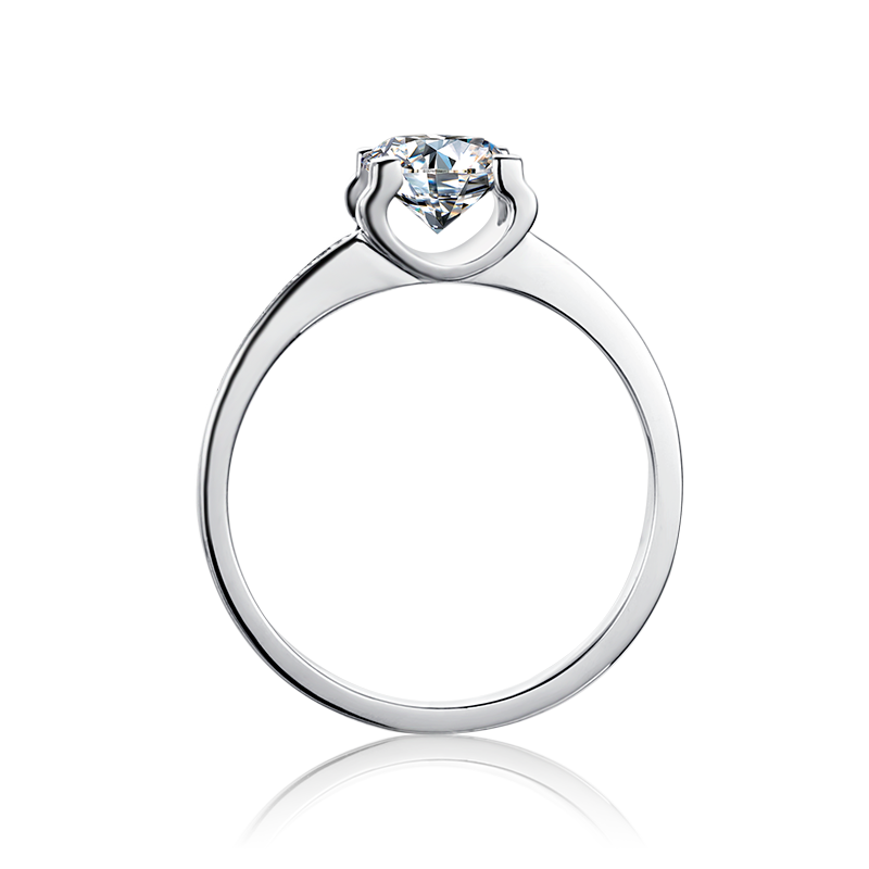 Platinum Plated Sterling Silver 6 Prong 1ct 6.5mm D Color VVS1 Moissanite Solitaire Engagement Brilliant Ring for Women
