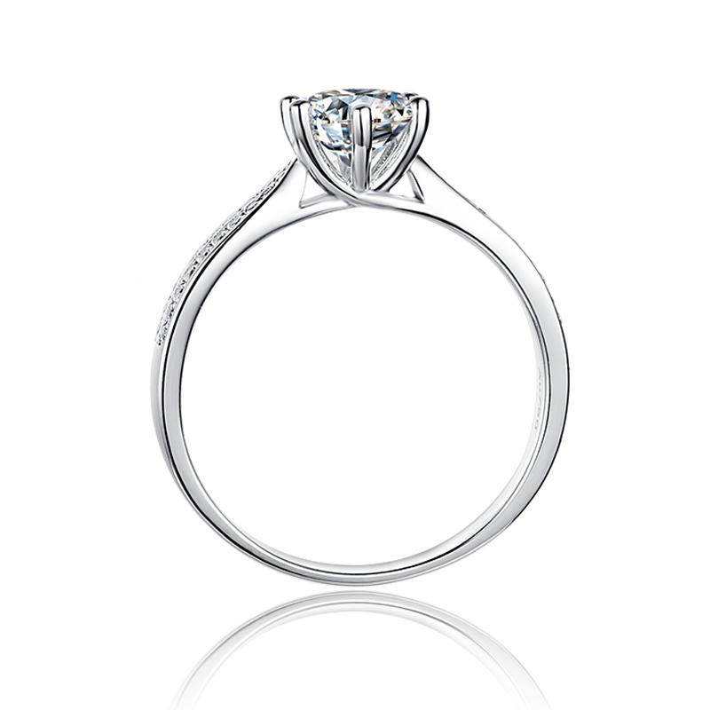 Sterling Silver 1ct 6.5mm G-H-I Color Heart Arrows Cut Moissanite Engagement Ring for Women