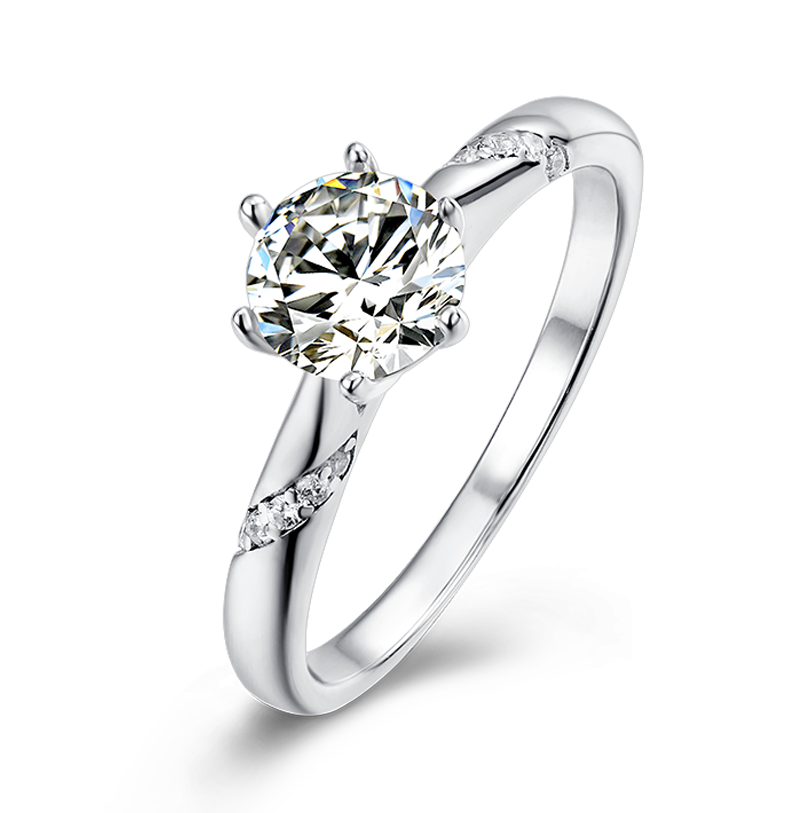 Cross Rainbow 1ct VS1 Round Moissanite Solitaire Silver Plated Engagement Ring Ice White Color Size 5-10