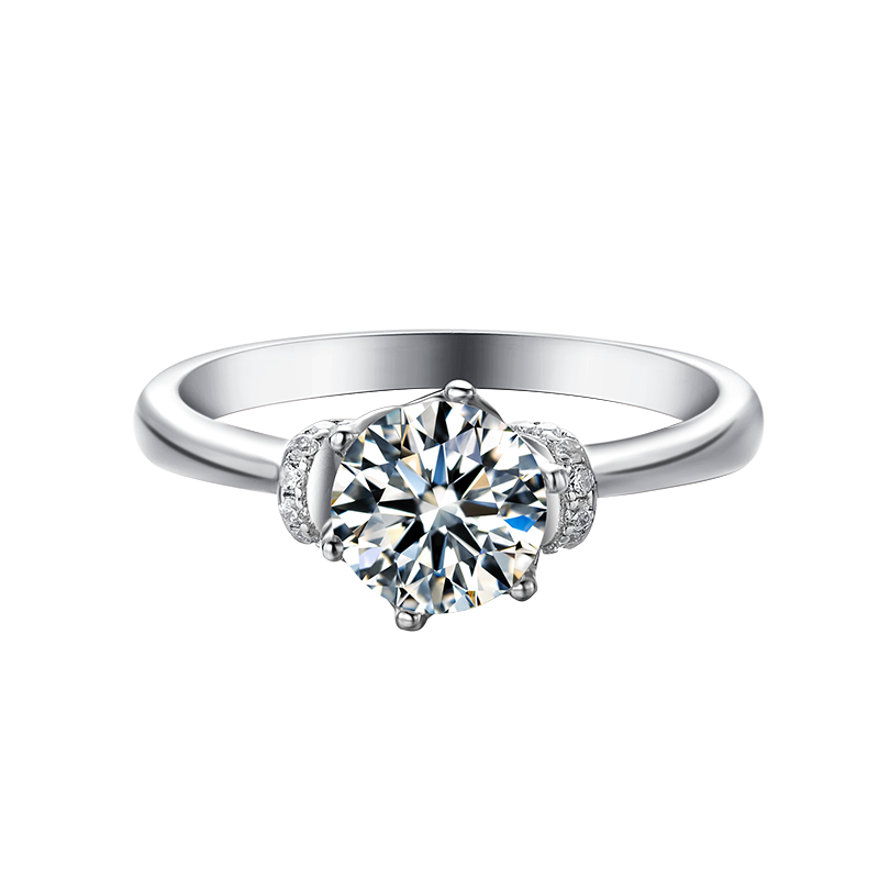 Moissanite 1.0ct (6.5mm) Moissanite Solitaire Ring with Triple Stacked Pave Band and Asscher Cut Center Stone in Platinum Plated Silver