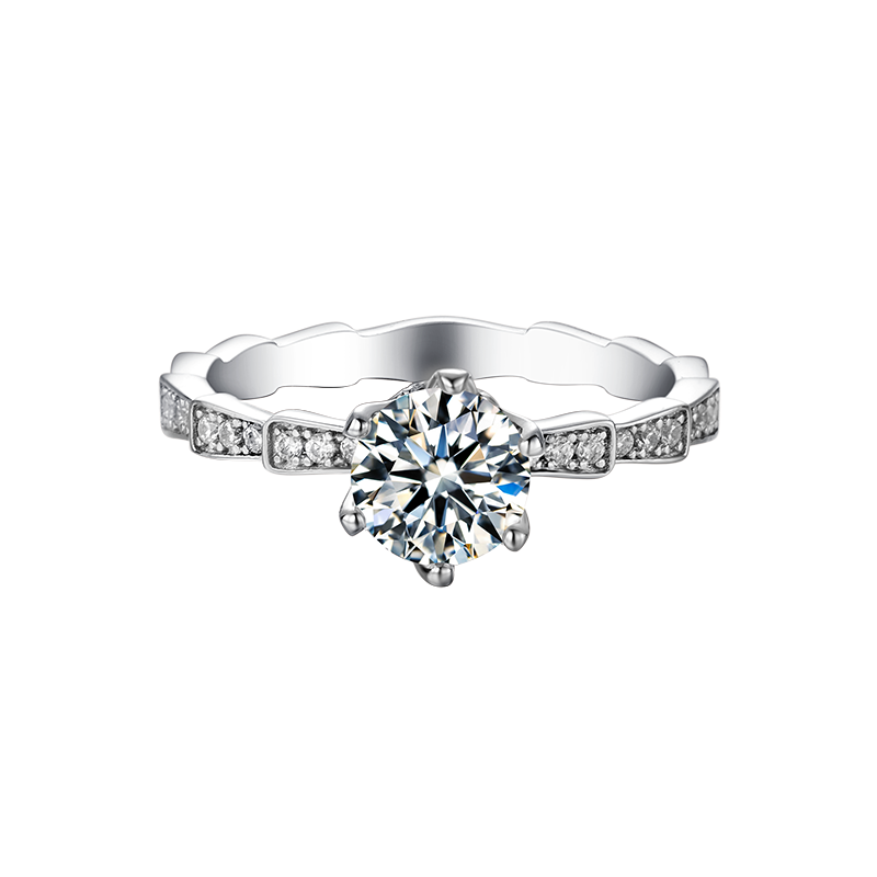 Near-Colorless Moissanite Engagement Ring 1 Carats 6.5MM