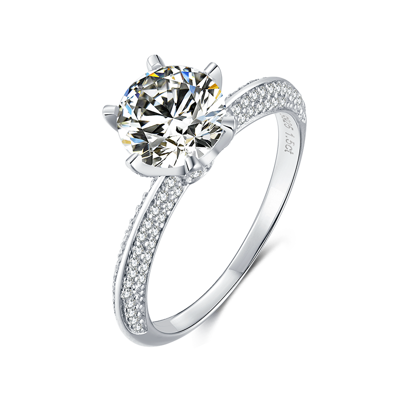 3.0CT 9.0MM Moissanite Ring VVS1 Round Cut F Color Lab Diamond 925 Silver Jewelry Love Token Woman Girlfriend Gift