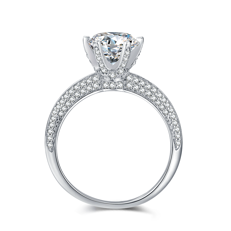 3.0CT 9.0MM Moissanite Ring VVS1 Round Cut F Color Lab Diamond 925 Silver Jewelry Love Token Woman Girlfriend Gift