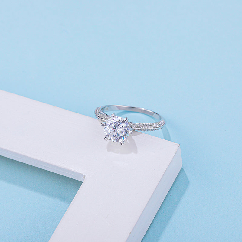 3.0CT 9.0MM Moissanite Ring VVS1 Round Cut F Color Lab Diamond 925 Silver Jewelry Love Token Woman Girlfriend Gift