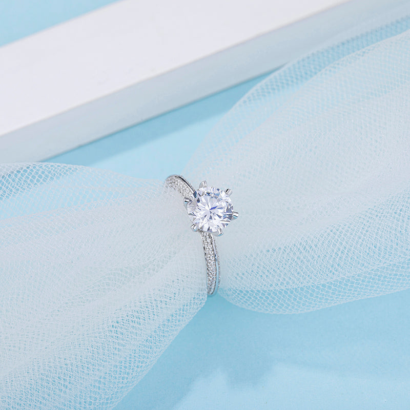 3.0CT 9.0MM Moissanite Ring VVS1 Round Cut F Color Lab Diamond 925 Silver Jewelry Love Token Woman Girlfriend Gift