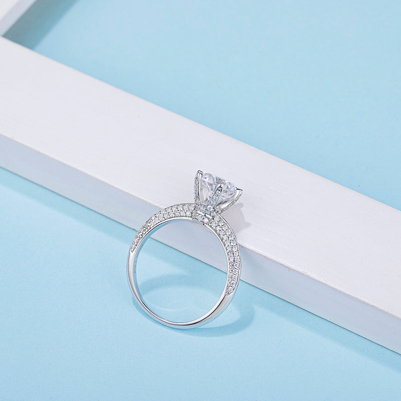 3.0CT 9.0MM Moissanite Ring VVS1 Round Cut F Color Lab Diamond 925 Silver Jewelry Love Token Woman Girlfriend Gift