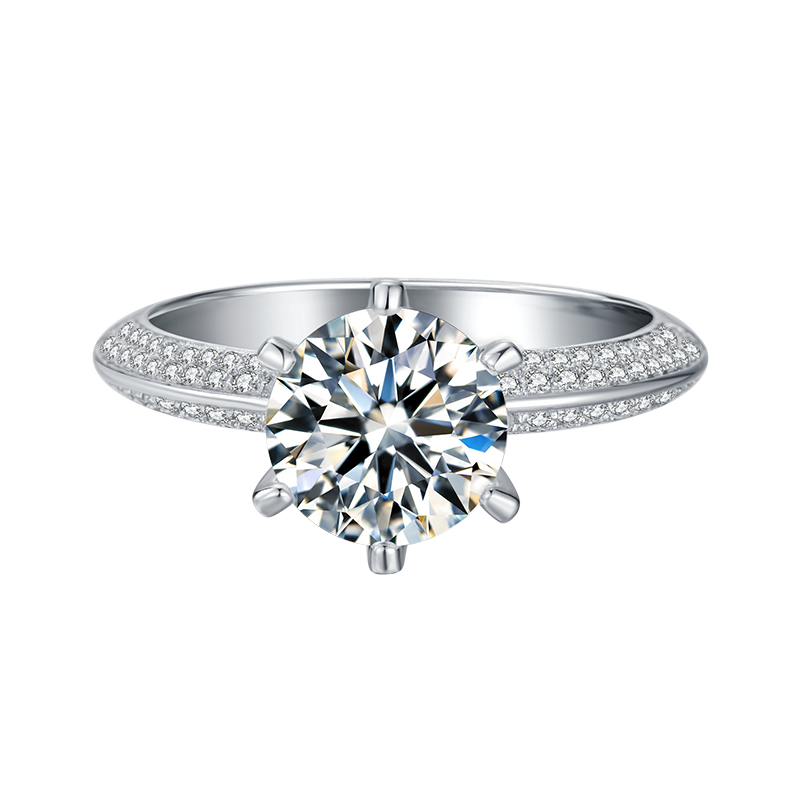 2.0ct 8.0mm Round 925 Thai Silver Moissanite Ring Diamond Test Passed Jewelry Christmas Gift