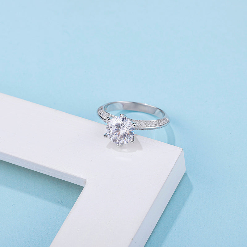 2.0ct 8.0mm Round 925 Thai Silver Moissanite Ring Diamond Test Passed Jewelry Christmas Gift