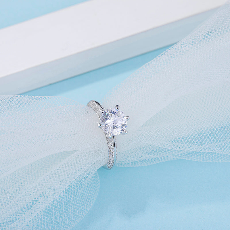 2.0ct 8.0mm Round 925 Thai Silver Moissanite Ring Diamond Test Passed Jewelry Christmas Gift