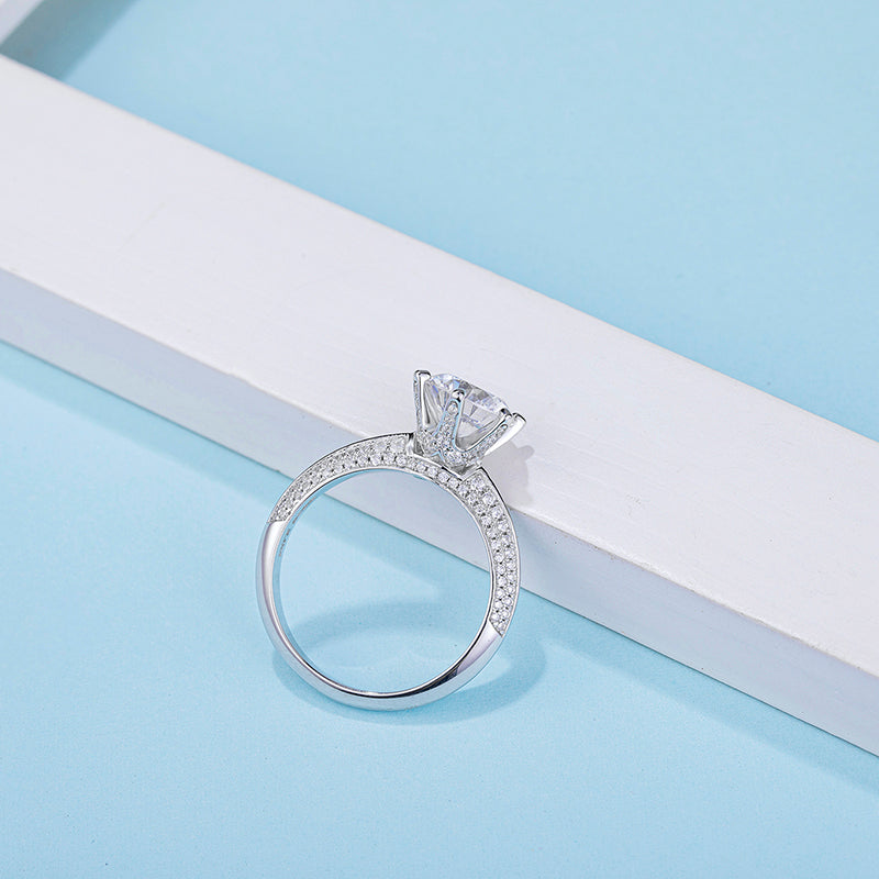 2.0ct 8.0mm Round 925 Thai Silver Moissanite Ring Diamond Test Passed Jewelry Christmas Gift