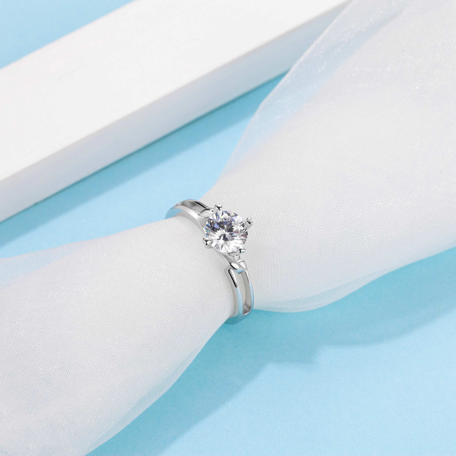 1CTW 6.5mm Moissanite Half Eternity Wedding Band Guard Ring for Women