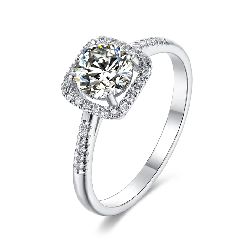 925 Sterling Silver Created Moissanite Women Solitaire Engagement Ring 1CT 6.5MM