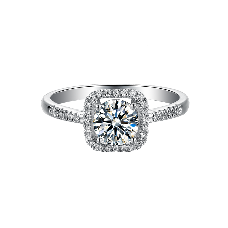 925 Sterling Silver Created Moissanite Women Solitaire Engagement Ring 1CT 6.5MM