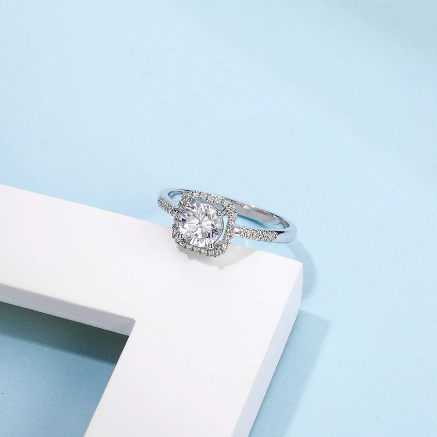 925 Sterling Silver Created Moissanite Women Solitaire Engagement Ring 1CT 6.5MM