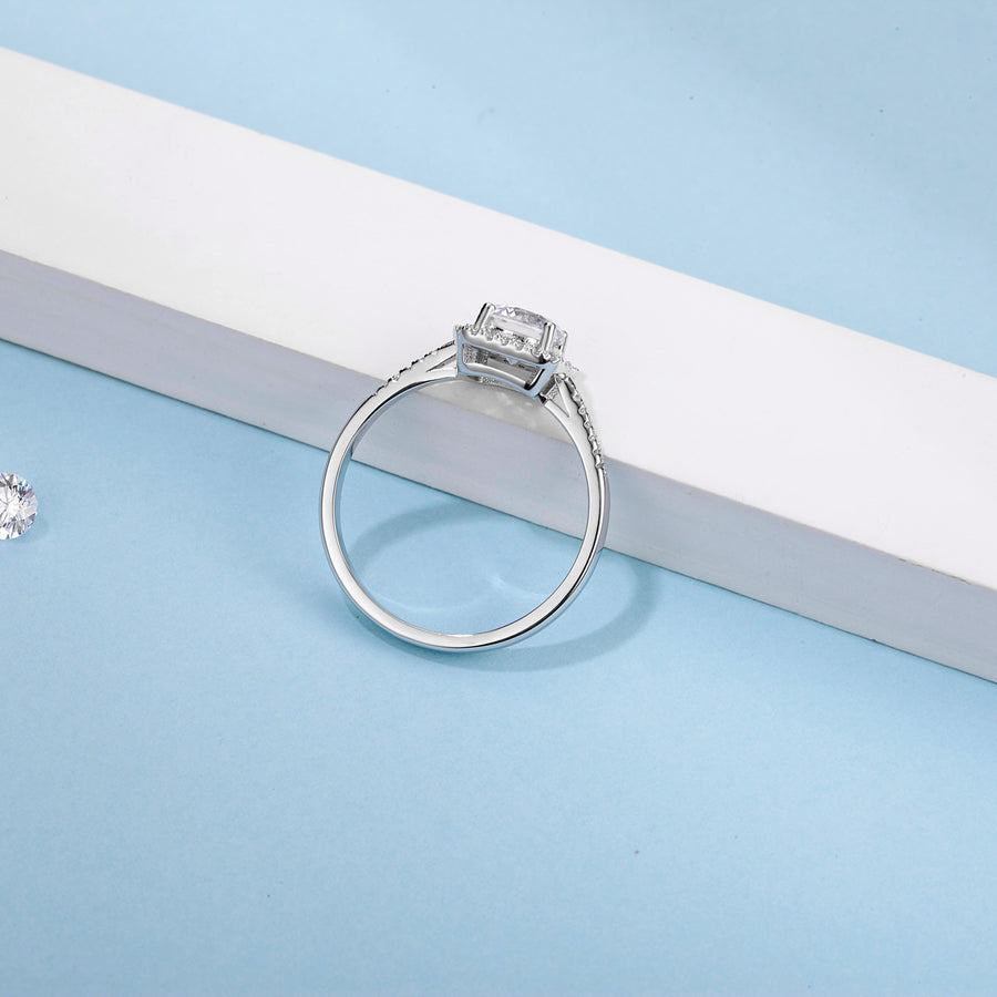 925 Sterling Silver Created Moissanite Women Solitaire Engagement Ring 1CT 6.5MM