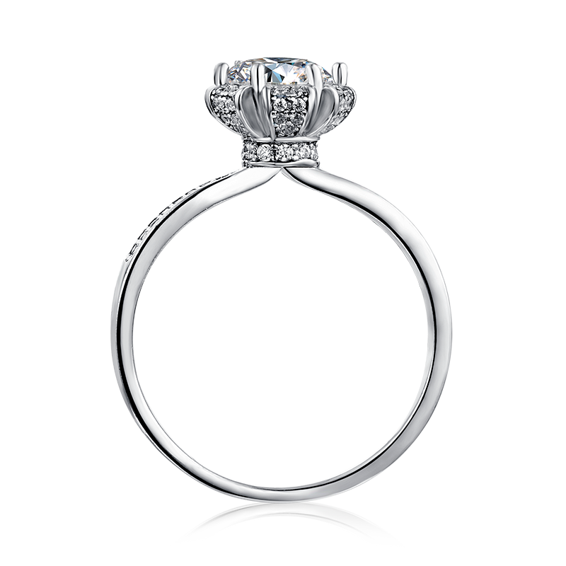 925 Sterling Silver Engagement Ring Round 6.5mm Moissanite Ring 1ct