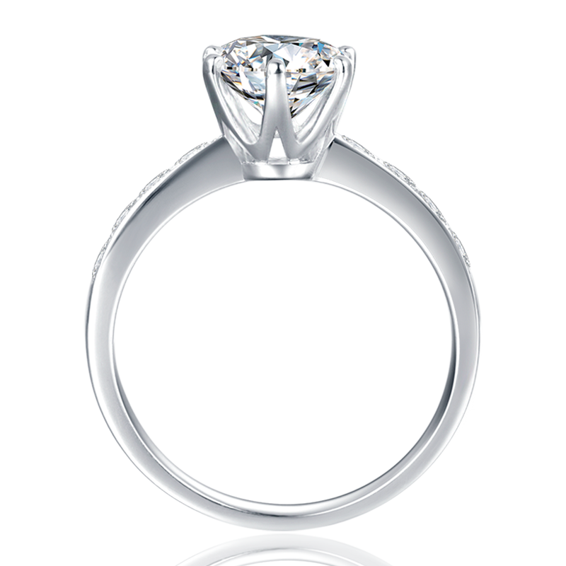 GEM'S Classic 925 Sterling Silver Moissanite Ring 2.0ct D color Jewelry   Anniversary Ring For Women
