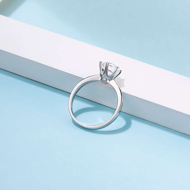 GEM'S Classic 925 Sterling Silver Moissanite Ring 2.0ct D color Jewelry   Anniversary Ring For Women
