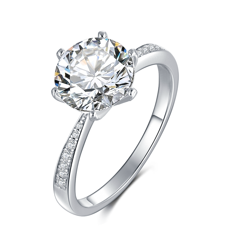 925 Silver D color 9mm 3CT Moissanite VVS1 Simple Design Wedding Ring With national certificate for Women Gift
