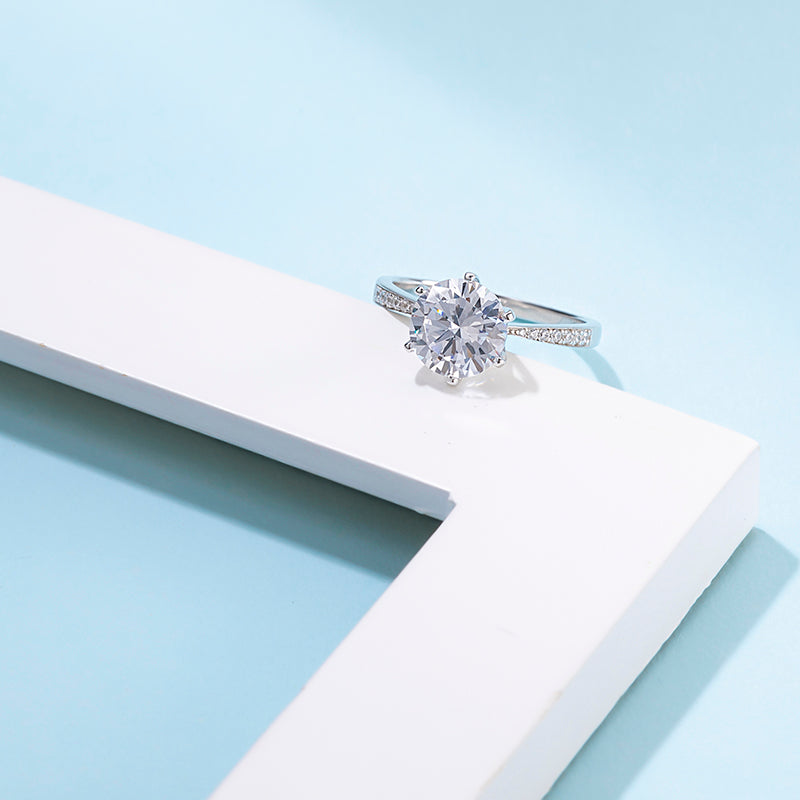 925 Silver D color 9mm 3CT Moissanite VVS1 Simple Design Wedding Ring With national certificate for Women Gift