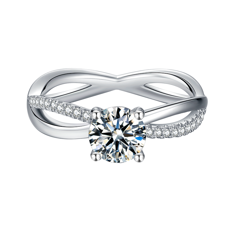 1Carat (ctw) moissanite engagement ring for women Platinum Plated Silver moissanite rings