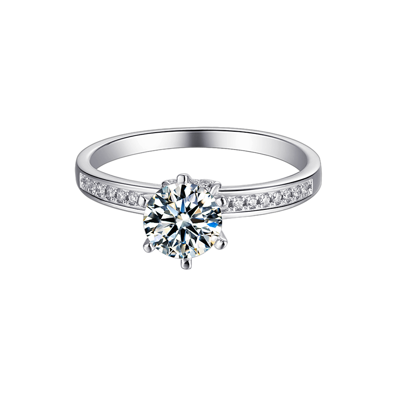 1CTW 6.5mm DEF Color Created Moissanite Rings with Sterling Silver Chain   for Women