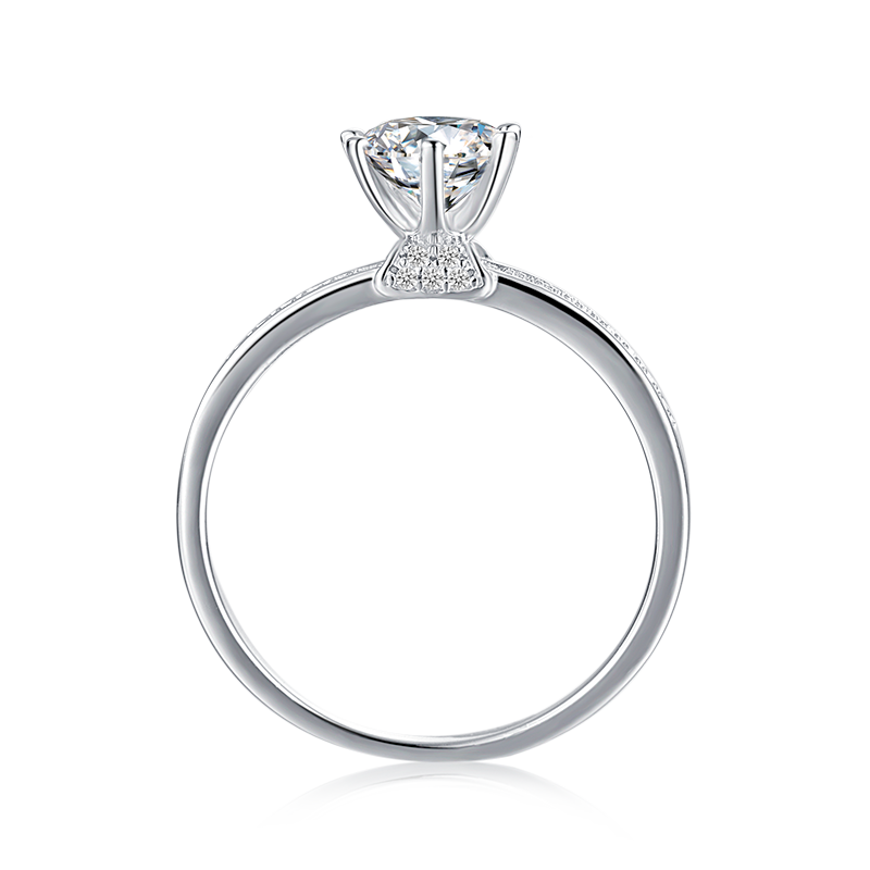 1CTW 6.5mm DEF Color Created Moissanite Rings with Sterling Silver Chain   for Women