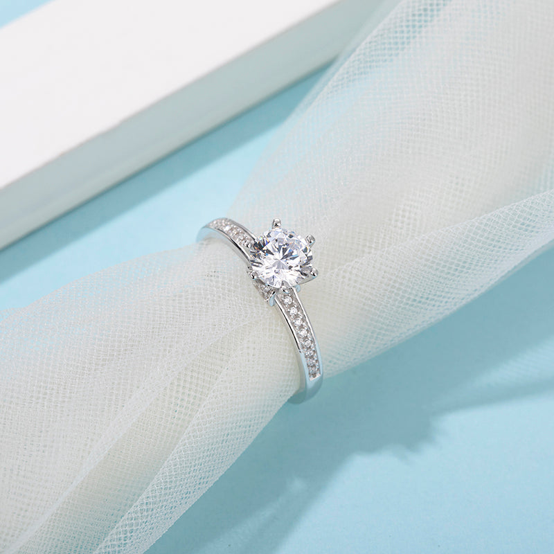 1CTW 6.5mm DEF Color Created Moissanite Rings with Sterling Silver Chain   for Women