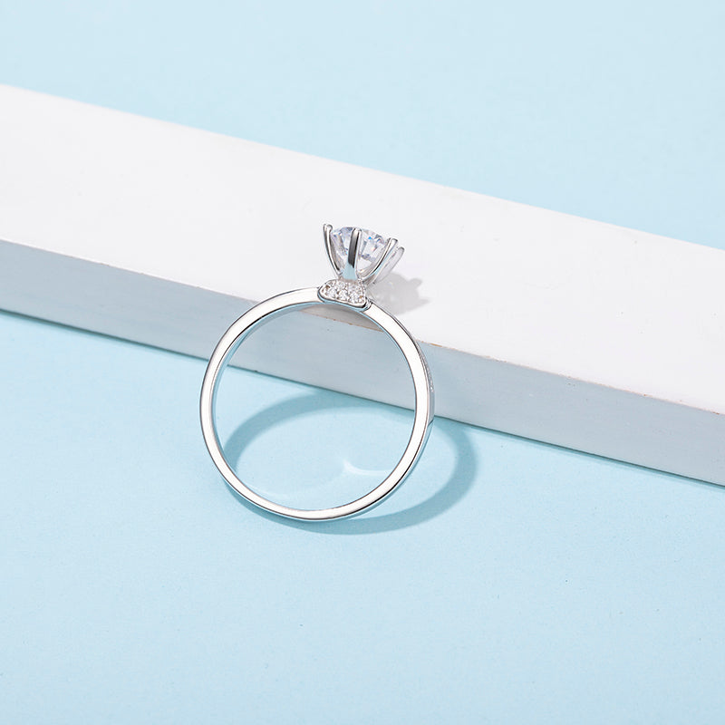 1CTW 6.5mm DEF Color Created Moissanite Rings with Sterling Silver Chain   for Women