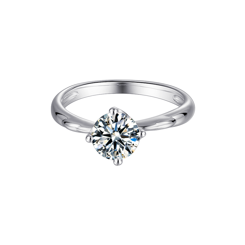 1Carat (ctw) Moissanite Engagement Rings for Women - Platinum Plated Silver Ring Jewelry