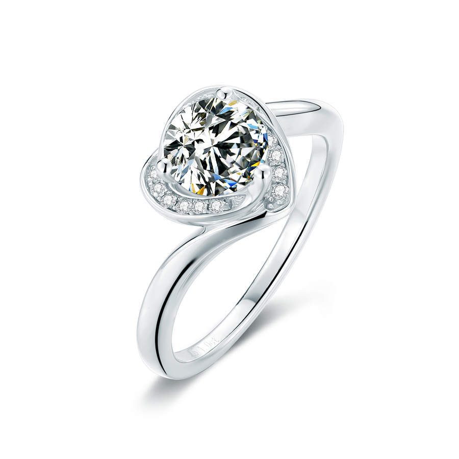 1CT 6.5mm EF Round Rhodium Plating 925 Silver Moissanite Ring Diamond Test Passed Jewelry Woman Girlfriend Gift