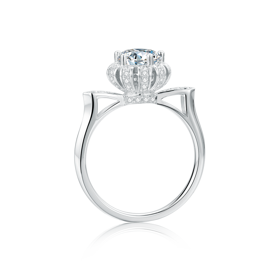 1CT  6.5mm EF Round Rhodium Plating 925 Silver Moissanite Ring Diamond Test Passed Jewelry Woman Girlfriend Gift