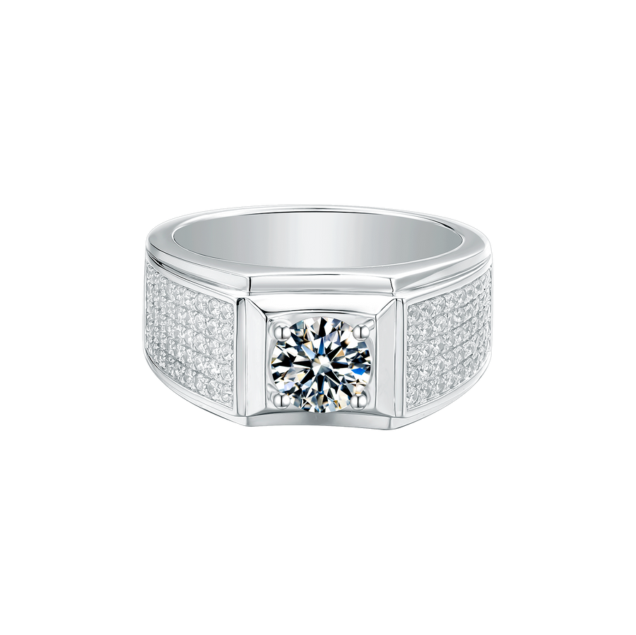 925 Sterling Silver Men's Ring Classic 1 ct (DEW) Moissanite Ring for Men