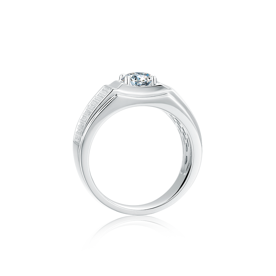 925 Sterling Silver Men's Ring Classic 1 ct (DEW) Moissanite Ring for Men