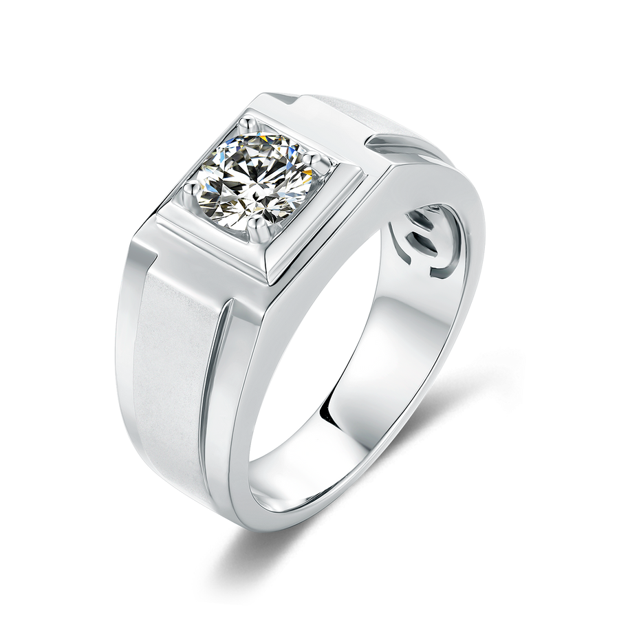 Sterling Silver 1ct 6.5mm D-E-F Color Heart Arrows Cut Moissanite Engagement Ring for Men