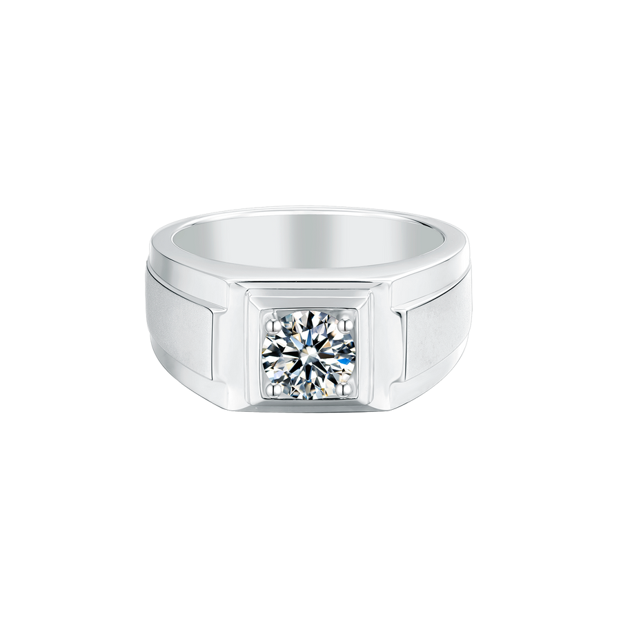 Sterling Silver 1ct 6.5mm D-E-F Color Heart Arrows Cut Moissanite Engagement Ring for Men