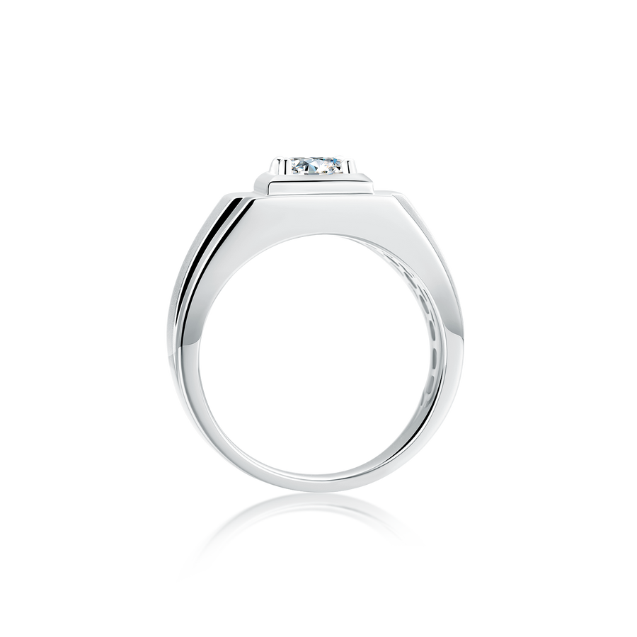 Sterling Silver 1ct 6.5mm D-E-F Color Heart Arrows Cut Moissanite Engagement Ring for Men