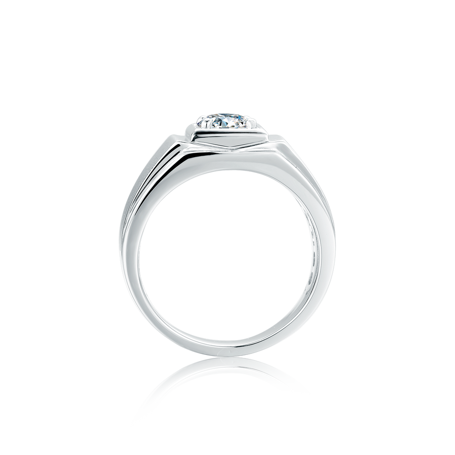 925 Sterling Silver Ring for Men 1ct Moissanite Round Wedding Bands Silver