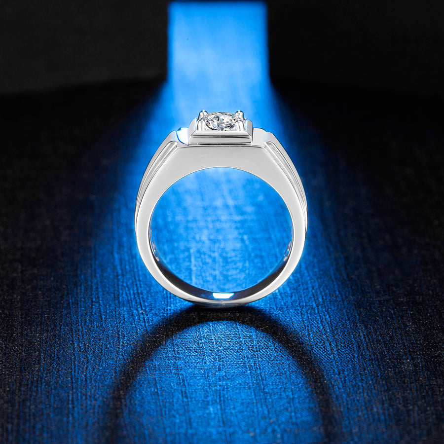 Sterling Silver 1ct 6.5mm D-E-F Color Heart Arrows Cut Moissanite Engagement Ring for Men