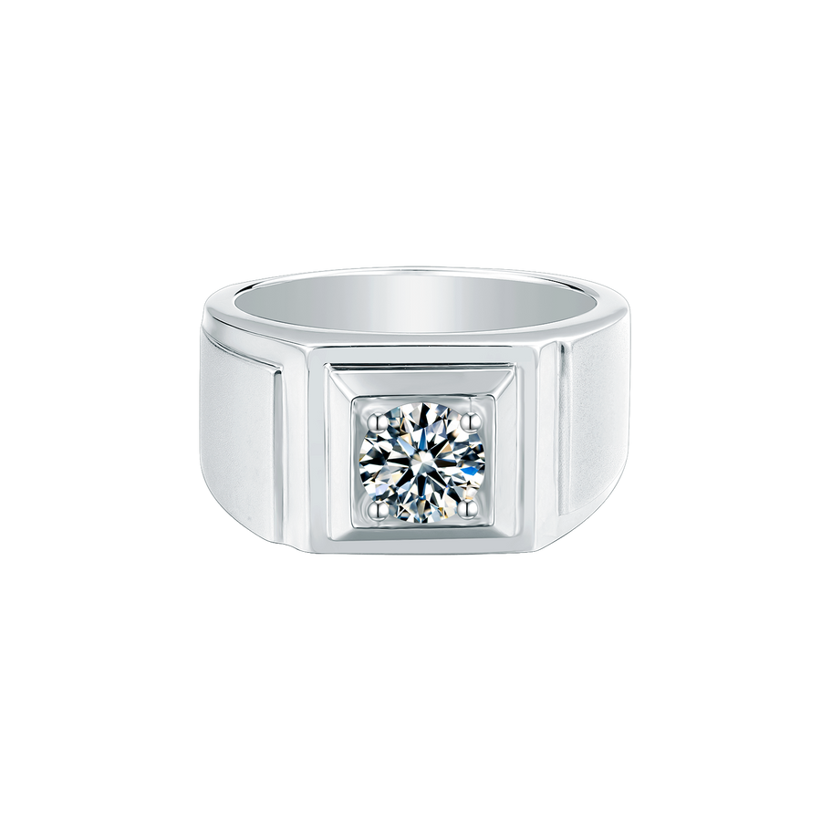 925 Sterling Silver Men's Ring Forever Brilliant Near Colorless (DEF)1CT Moissanite Rings