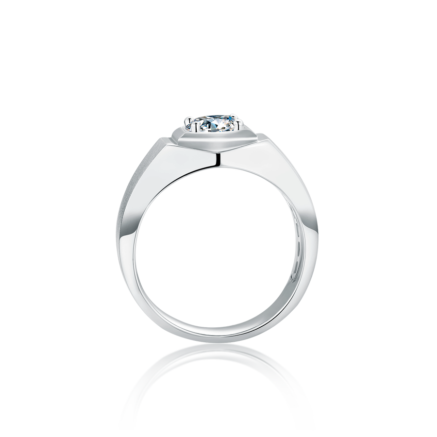 1.00 Carat Solitaire Certified Moissanite Mens Engagement Ring