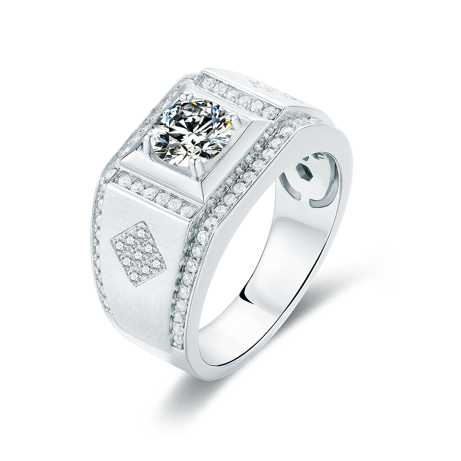 1CTW 6.5MM Moissanite 925 Sterling Silver Halo Unique Design Perfect Ring For Men
