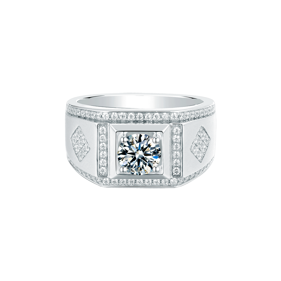 1CTW 6.5MM Moissanite 925 Sterling Silver Halo Unique Design Perfect Ring For Men