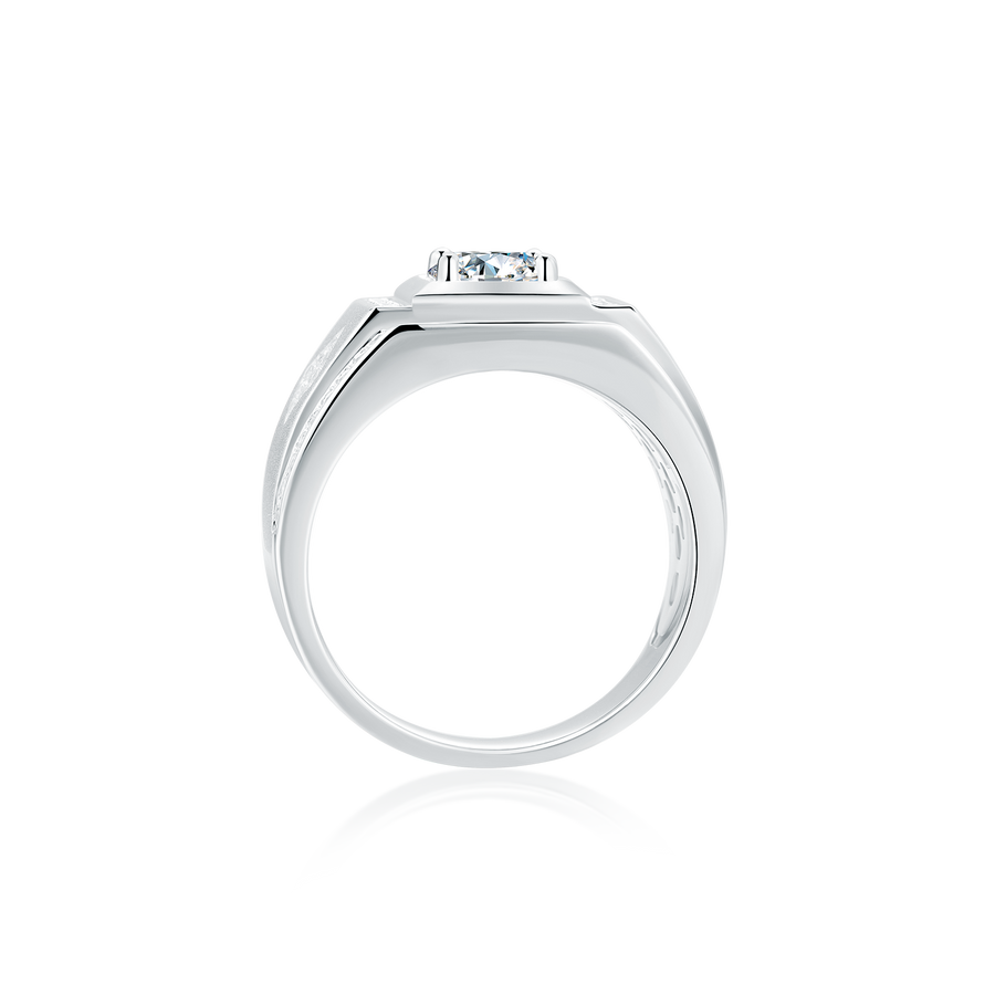 1CTW 6.5MM Moissanite 925 Sterling Silver Halo Unique Design Perfect Ring For Men