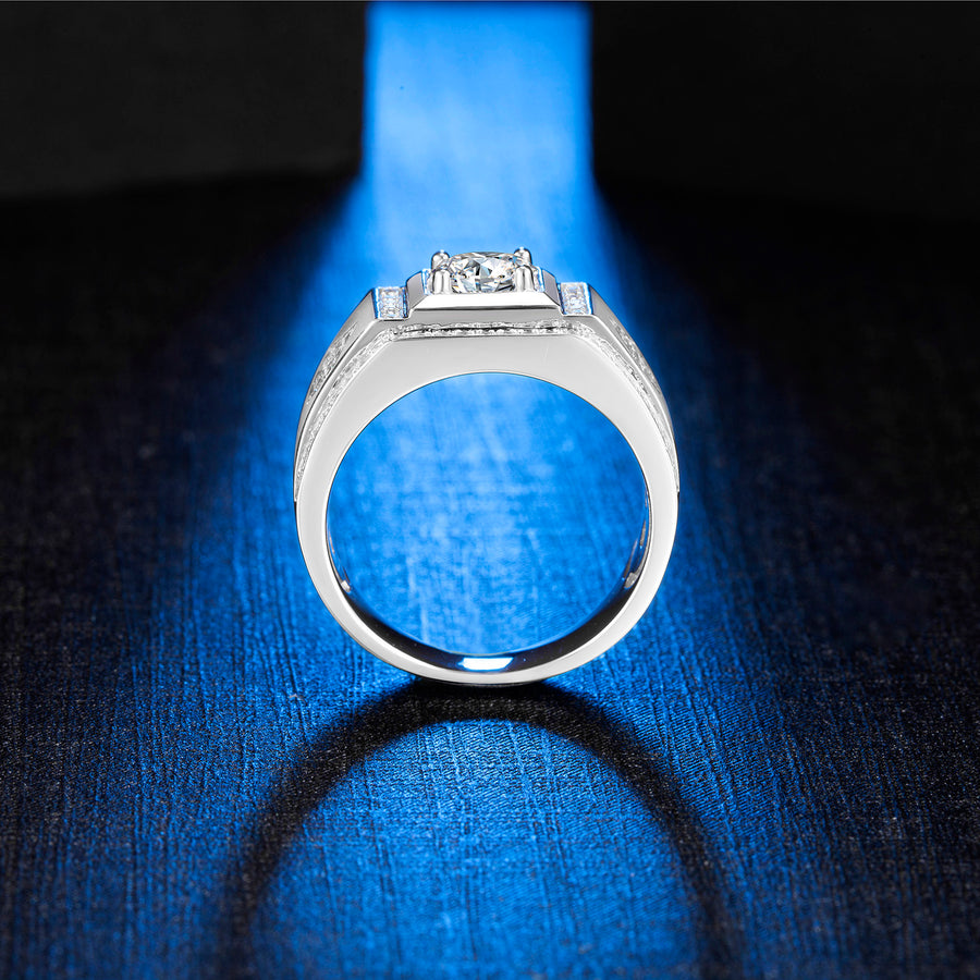 1CTW 6.5MM Moissanite 925 Sterling Silver Halo Unique Design Perfect Ring For Men