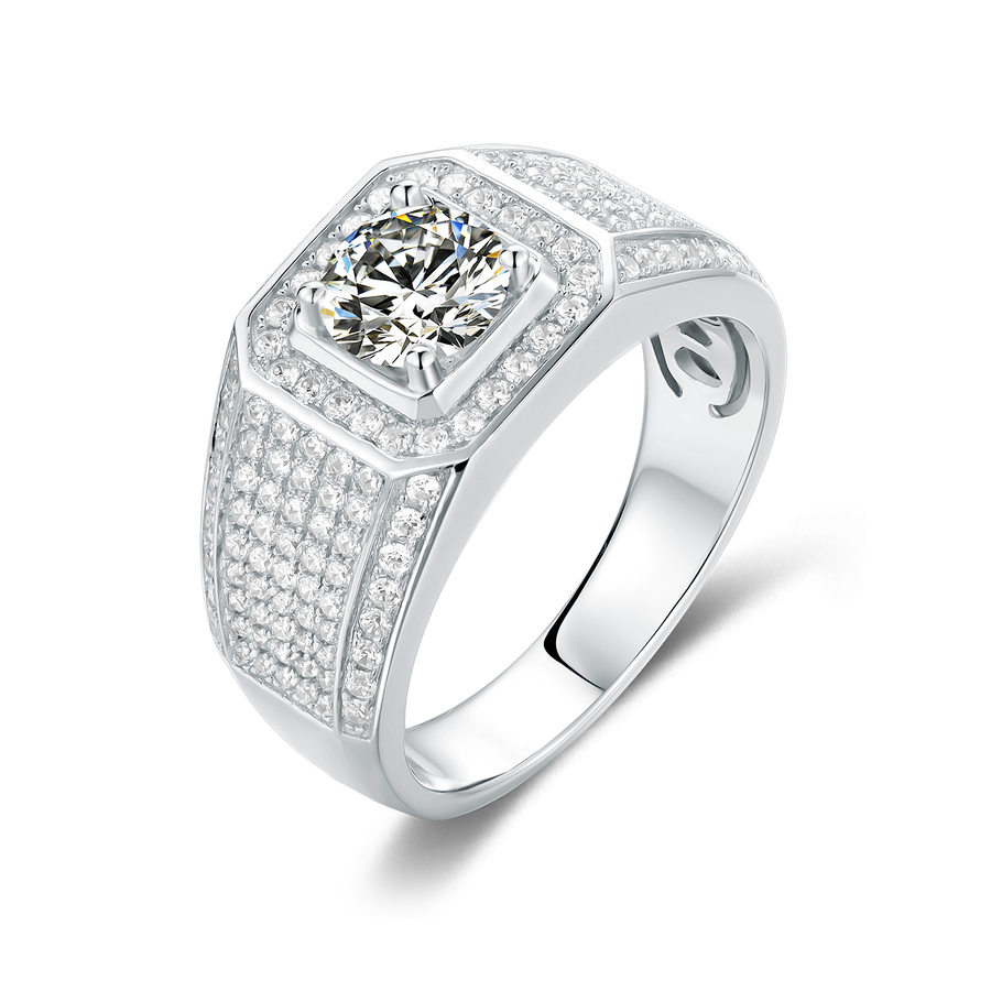 1CT Moissanite Ring for Men 925 Sterling Silver Men's Ring Brilliant Near Colorless (DEF)
