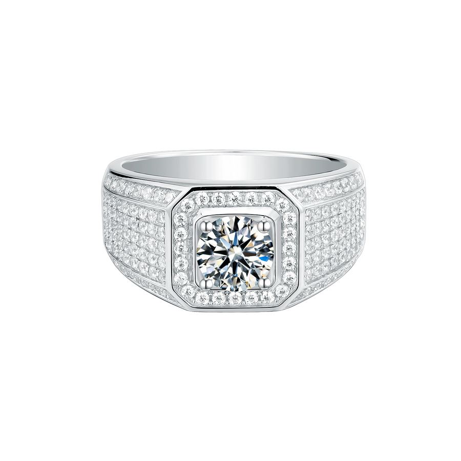 1CT Moissanite Ring for Men 925 Sterling Silver Men's Ring Brilliant Near Colorless (DEF)